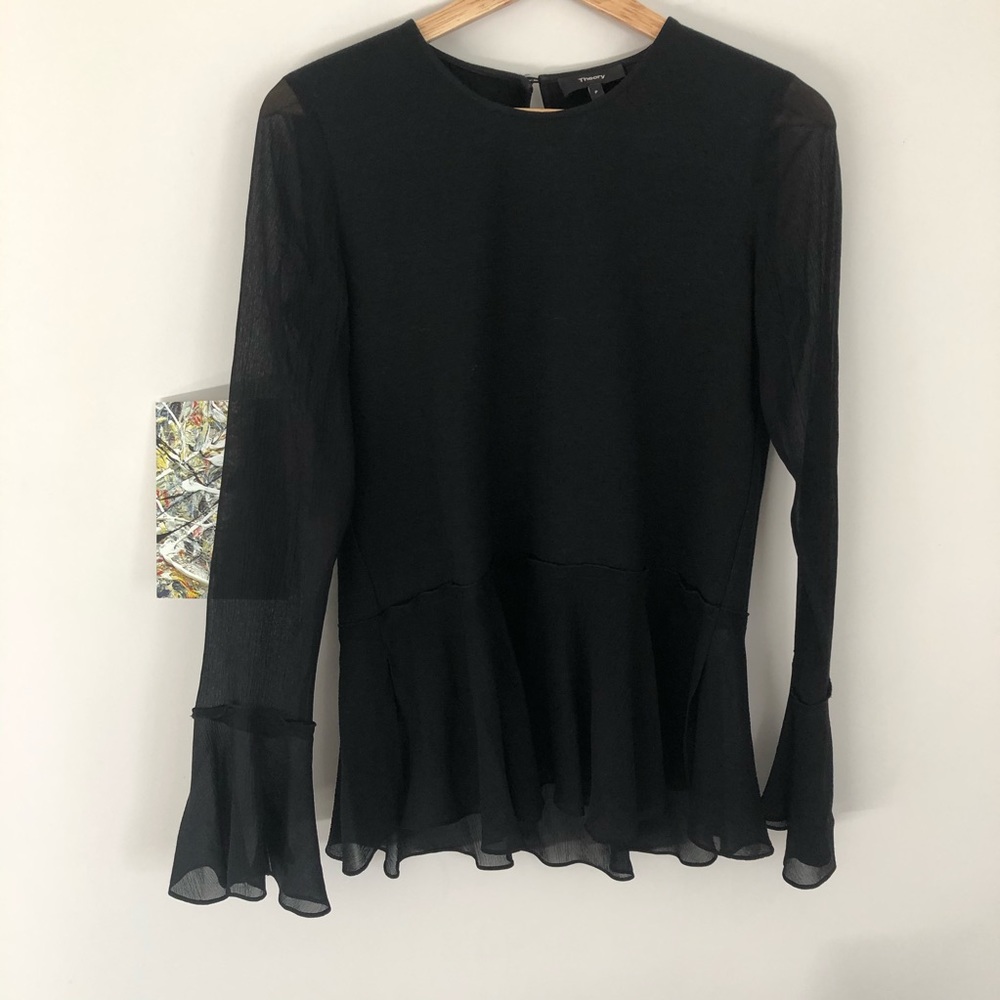 Theory Wool and Silk Chiffon Top